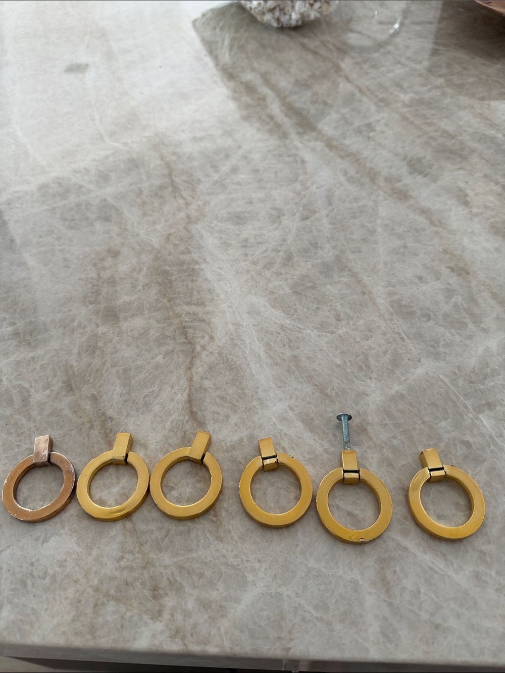 Polished Gold Round Ring Drawer Pull - Single